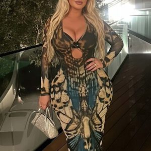 New Elegant Butterfly-patterned Slim-fit Printed Dress