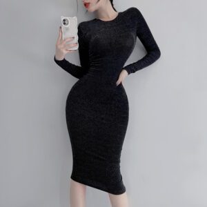 Women’s Shiny Silk Slim Fit Dress