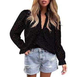 Women’s Autumn Top Fashion Horn Long Sleeve Casual