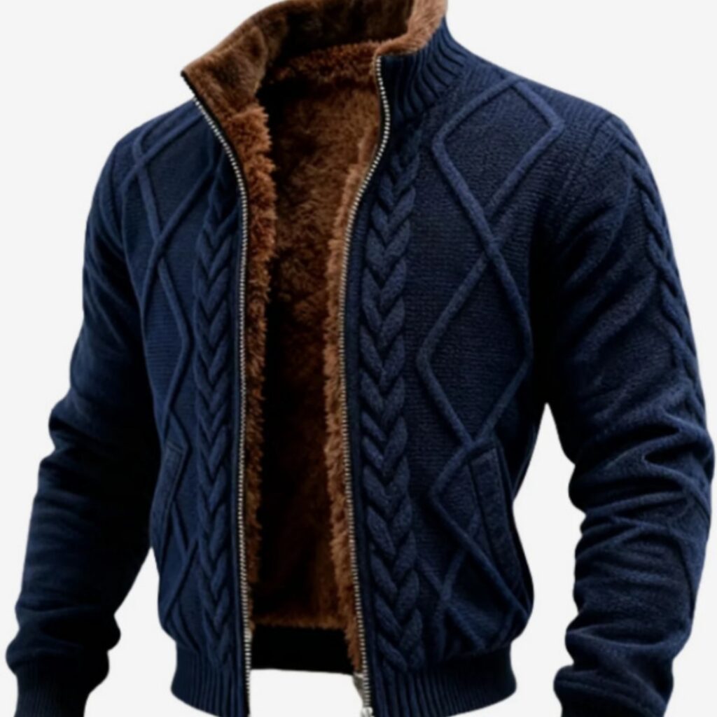 Mens Loose-Fit Wrinkle-Resistant Fleece-Lined Thick Hooded Jacket