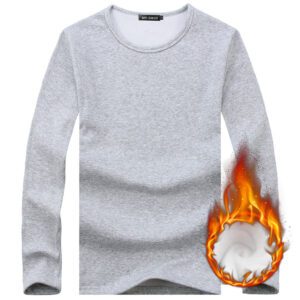Autumn Winter Men’s Thermal T Shirt Soft Velvet Thick Long Sleeve T-Shirt Men Black White Slim Fit Plus Size 5XL tshirt homme