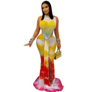 Elegant Gradient-Color Strap Design Bodycon Maxi Dress For Women