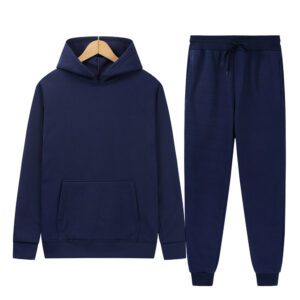 Solid-color Sport Hoodie And Sweatpants Two-piece Set