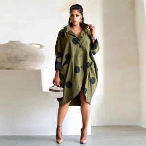 Women’s Digital-print Cropped-sleeve Shirt Dress With Pockets