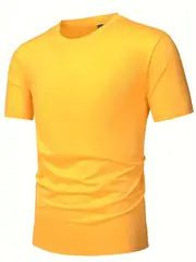 Mens Fashion Sports T-Shirt Casual Stretch Crew Neck