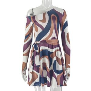 Women’s Elegant Lightweight A-line Dress With A Print And Raglan Sleeves