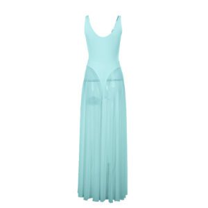 Women’s Solid-Color Elegant Resort Bodycon Mesh A-Line Dress