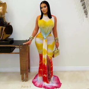 Elegant Gradient-Color Strap Design Bodycon Maxi Dress For Women