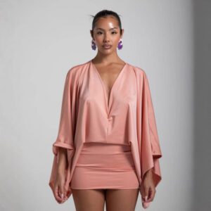 Women’s Solid Color And Vneck Stitching Casual Ultra Short Allmatching Dress