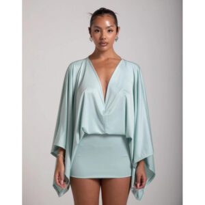 Women’s Solid Color And Vneck Stitching Casual Ultra Short Allmatching Dress