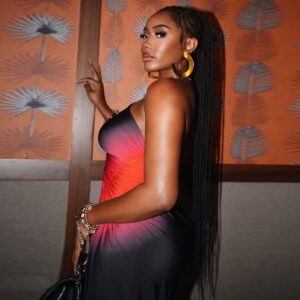 Women’s Printed Colorblock Split Midriff-Hugging Skirt