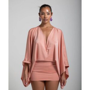 Women’s Solid Color And Vneck Stitching Casual Ultra Short Allmatching Dress