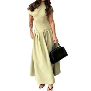Women’s High Waisted Solid Color Dress