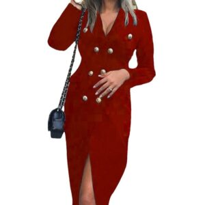 Women’s Elegant Double Breasted Sheath Dress