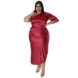 Fashionable And Sexy Off-the-shoulder Drawstring Pleated Dress