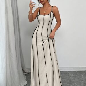 Women’s Spaghetti-Strap Backless Colorblock Slip Dress