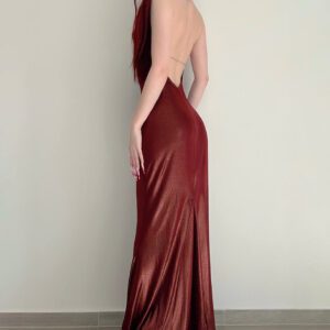 Solid Color Casual Retro-style Halter Bodycon Dress