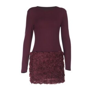 Three-dimensional Floral Patchwork Long-sleeve Dress