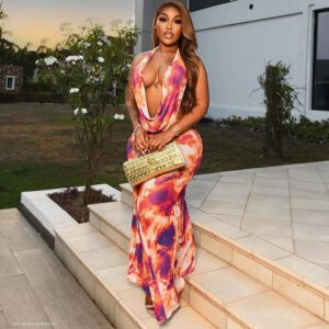 Figure-hugging Sheath Dress Halter-neck Loose-fitting Maxi Dress