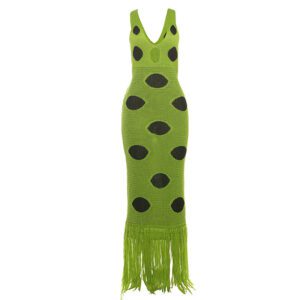 Women’s Sexy Sheath Knitted Black Polka-Dot Dress