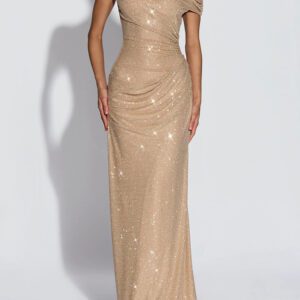 Women’s Fashionable And Elegant Corset Pleated Sexy Off Shoulder Long Dress