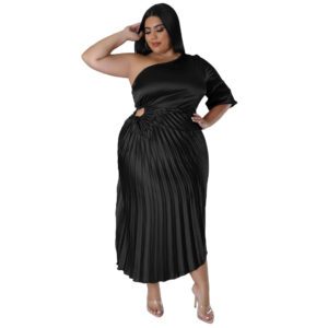Fashionable And Sexy Off-the-shoulder Drawstring Pleated Dress