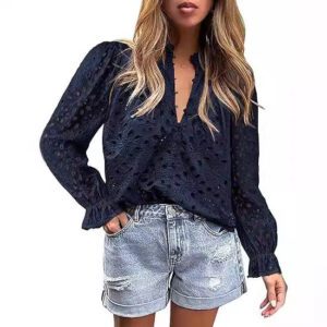Women’s Autumn Top Fashion Horn Long Sleeve Casual