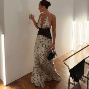 Polyester Hollow-out Lace Patchwork Dress