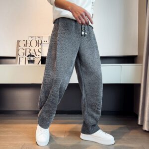 New Starry Sky Slanted-Stripe Loose Straight-Cut Casual Pants