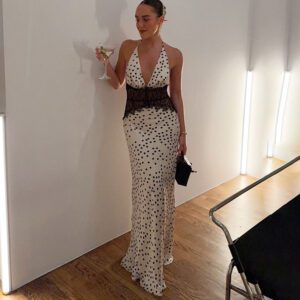 Polyester Hollow-out Lace Patchwork Dress