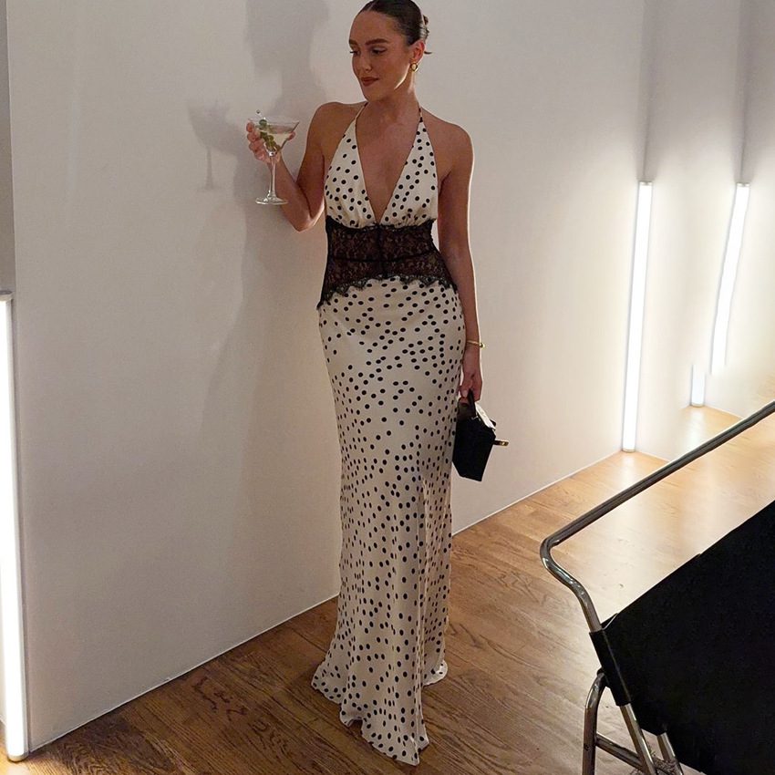 Polyester Hollow-out Lace Patchwork Dress – Image 3