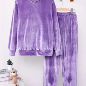 Plush Pajamas Hooded Sweater Trousers Two-piece Suit