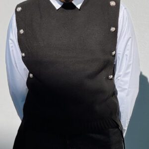 Black Metal-Accent Sleeveless Vest