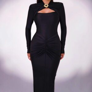 Elegant Figure-hugging Hollow-out Long-sleeve Dressnew Style
