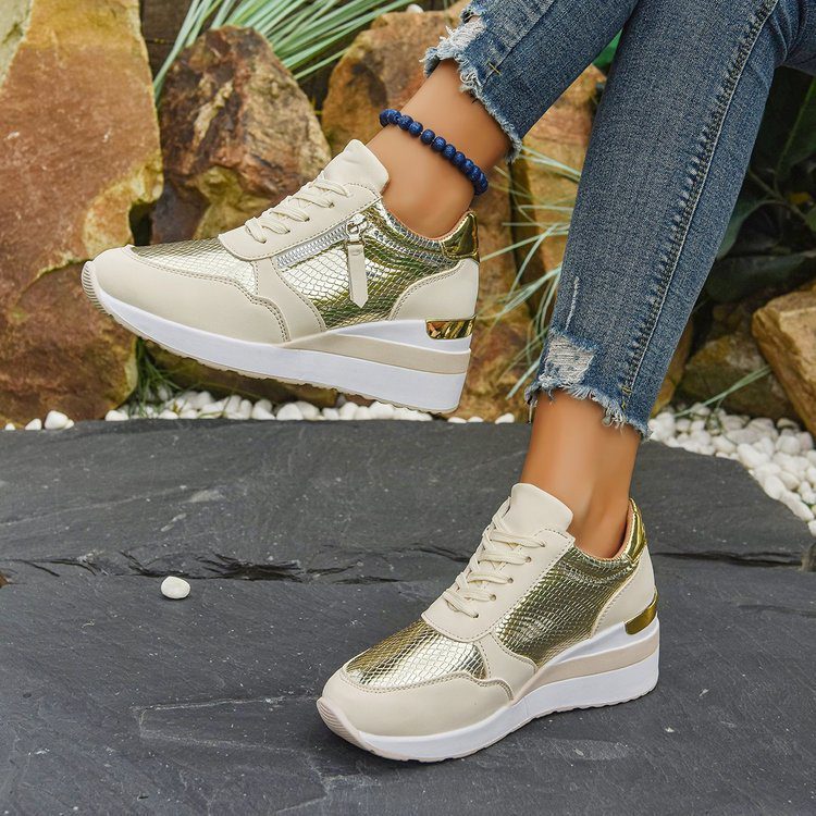 Wedge Soled Height Increasing Casual Sneakers For Women - Image 3