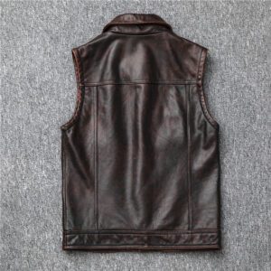 Cropped Slim-fit Leather Vest Made From Genuine Cowhide