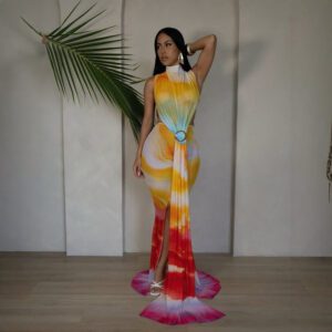Elegant Gradient-Color Strap Design Bodycon Maxi Dress For Women