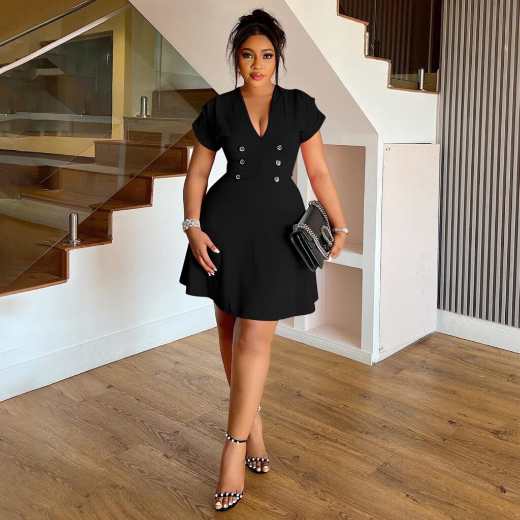 Women's Solid Color Plus-Size Dress