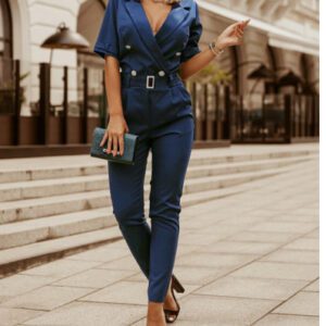 Women’s Clothing Fashion Tailored Collar Fit Slim-fit Commute Jumpsuit