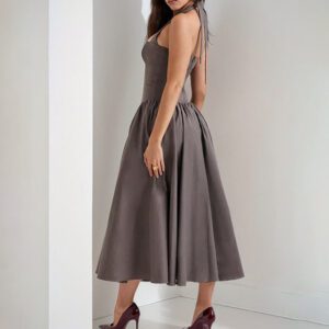 Women’s Elegant Sexy And Alluring Halterneck Backless Lace Up Dress