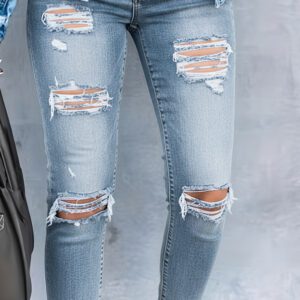 Black And White Stretch Ripped Jeans Women’s Leggings