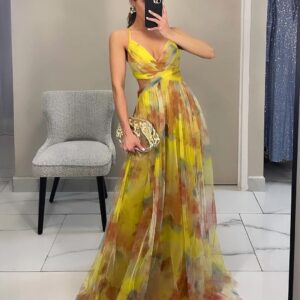 Ladies’ Mesh Printing Slip Dress