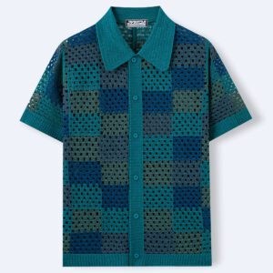 Mens Short-sleeve Cardigan Knit Sweater