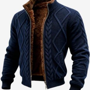 Mens Loose-Fit Wrinkle-Resistant Fleece-Lined Thick Hooded Jacket