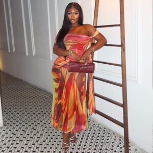 Loose Comfortable Printed Pleated And Cool-fit Sheath Skirt