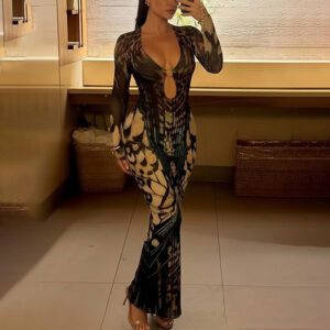 New Elegant Butterfly-patterned Slim-fit Printed Dress