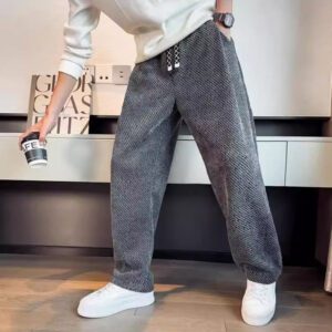 New Starry Sky Slanted-Stripe Loose Straight-Cut Casual Pants
