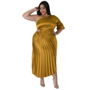 Fashionable And Sexy Off-the-shoulder Drawstring Pleated Dress