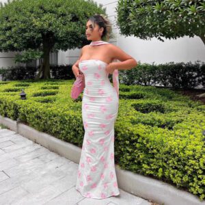 Summer Arrival Sexy Strapless Backless Bodycon Maxi Dress