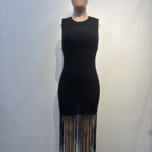 Women’s Slim Fit Elastic Mid-Length Beach Cover-Up Tassel Knit Dress